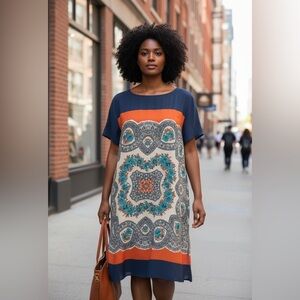 Anthro Meadow Rue Silk Batik Boho Shift Dress